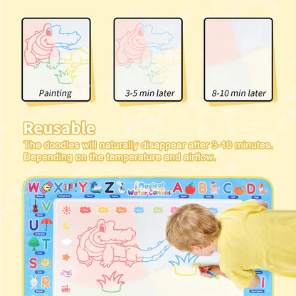 100x80CM Montessori Magic Drawing Board – Reusable Water Doodle Mat for Kids Educational Art & Pen Control Training