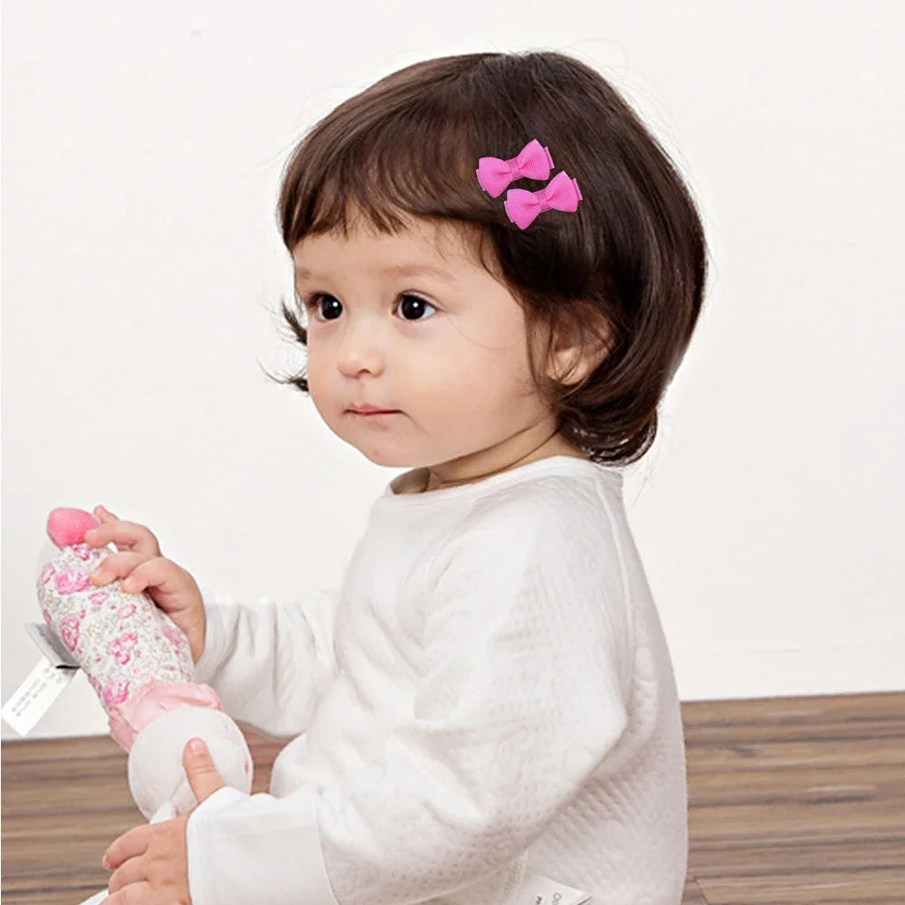 1.2 Inches Mini Hair Bows With Clip – Solid Colors Hairgrips for Kids & Baby Girl