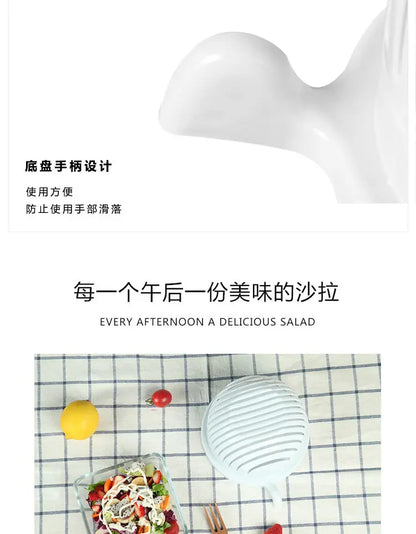 Vegetable Salad Chopper Bowl – Multifunctional Fruit & Vegetable Cutter, Slicer, and Strainer for Kitchen