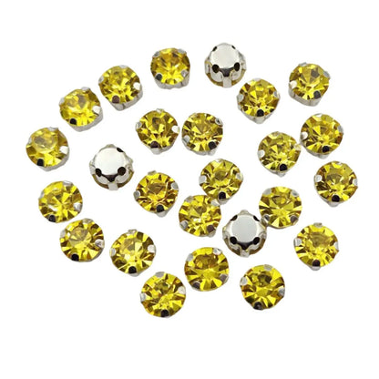 Round Glass Rhinestones with Claw – Silver Base Sew-On Crystals for Clothing, Shoes, and Crafts